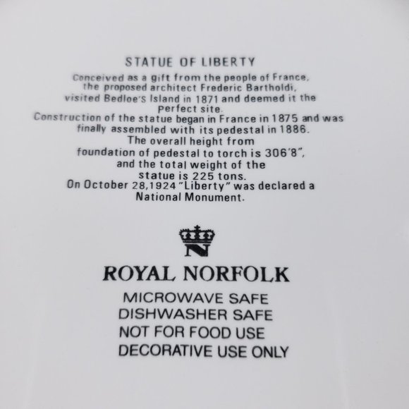 Royal Norfolk Statue of Liberty Art Deco Salad Dessert Plates Set 7 Unused - Picture 6 of 7